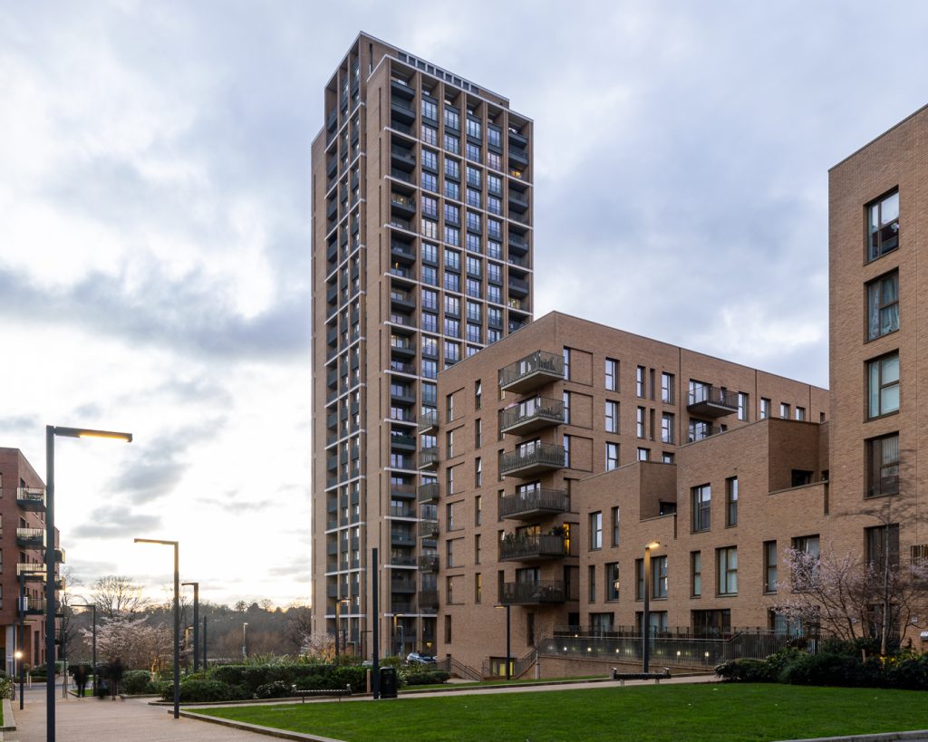 Hendon Waterside residential development photographed in Hendon, London