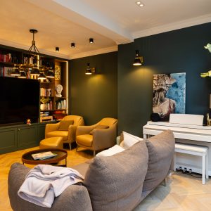 Professional Airbnb photography of a modern London living room