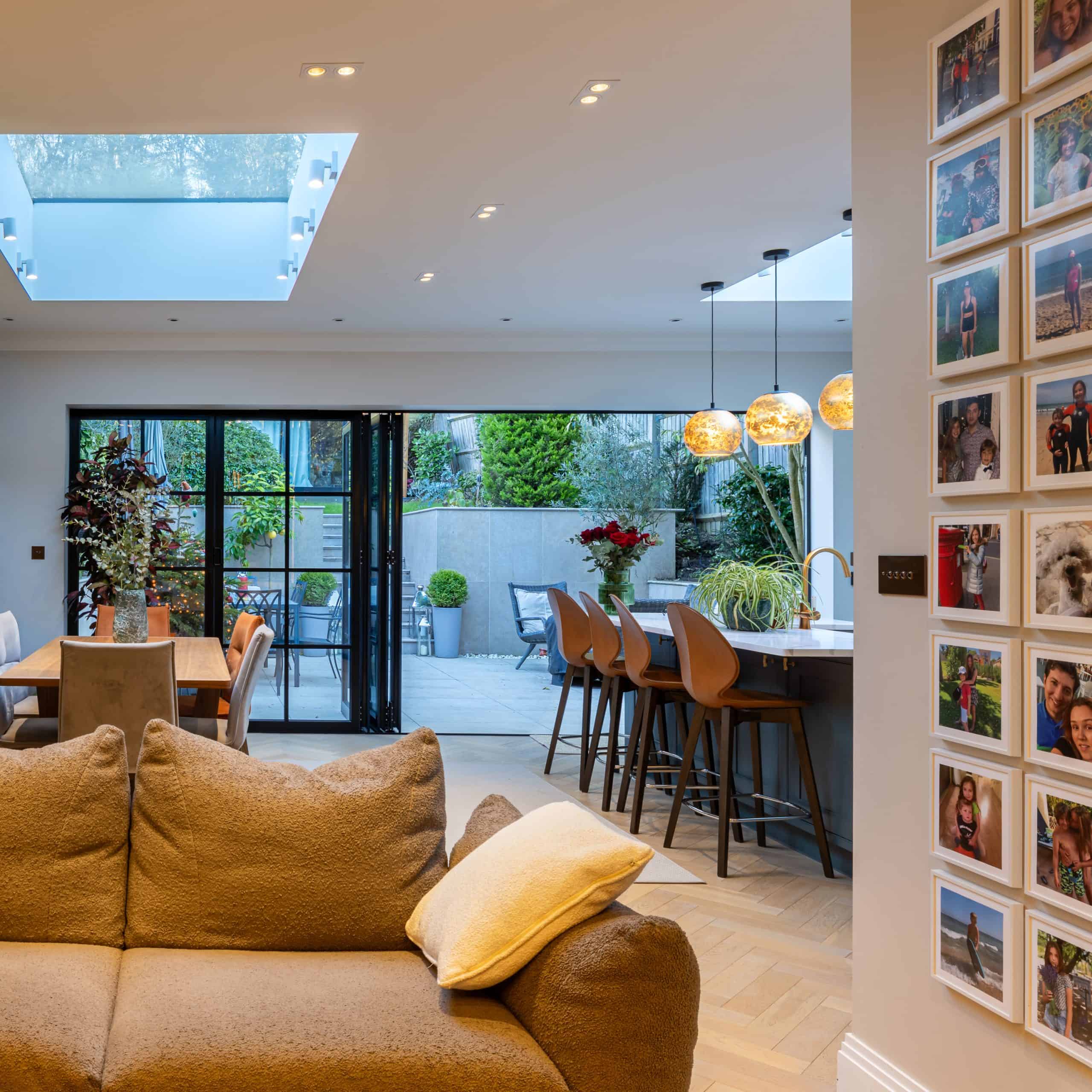 Modern Airbnb kitchen and dining area professionally photographed in London